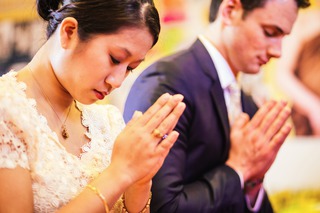 Rosalyn & Brandon. Thai buddhist marriage blessing ceremony.