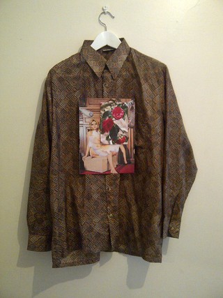 Linder Sterling collages on shirts.