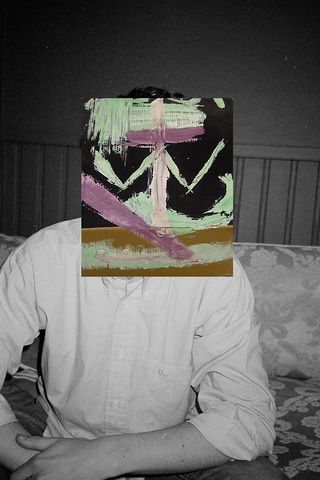 Painting swatch covering portrait.