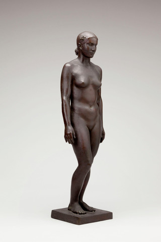 Weiblicher Akt, stehend, Blume im Haar, 1938, Bronze, 65cm