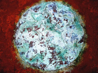 BLUE PLANET -
 120x140cm,
 Iron and Copper on Canvas