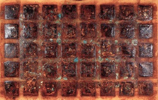 DARK SQUARES -
 60x90cm,
 Iron + Copper on Canvas