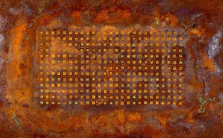 GREEN SQUARE MAP -
 60x90cm,
 Iron + Copper on Canvas