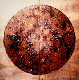 TRIPTYCH -
 closed 100x110cm,
 Iron + Copper on Wood