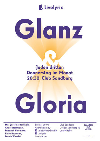 Plakat für die Lesebühne »Glanz & Gloria« in Halle