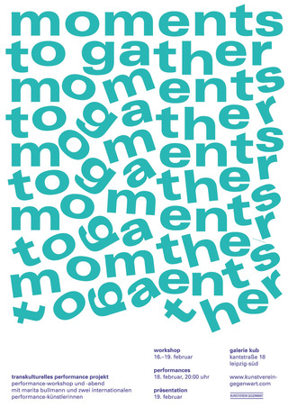 Plakat für den Workshop »Moments to Gather« für den Kunstverein Gegenwart e.V.