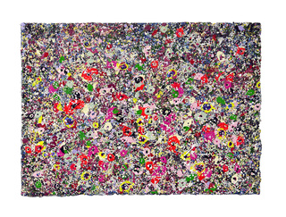 Flowers, 2018,

Acryl- und Lackfarben auf Folien, 

PU-Schaum und Leinwand, 72 x 51 x 4 cm