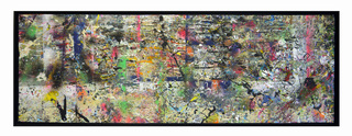 Bacchanal, 2018,

Mischtechnik auf Folien (Atelierboden) und Leinwand, gerahmt,

190 x 79 x 5 cm