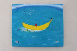バナナのふねでたびにでよう
　Acrylic on Wood bord
　38H x 45.5W cm
　2019