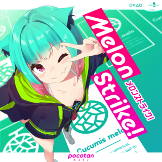 デジタルシングル Vtuber「赤瓜天華」様配信BGM『Melon Strike!』ジャケットデザイン、PV(photoshop、aviutl)