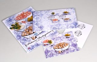 Collecterset for phiatelists. Portuguese snacks are depicted on the stamps. 