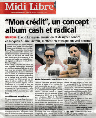 'Mon crédit' / Midi Libre / 13 sept 2016