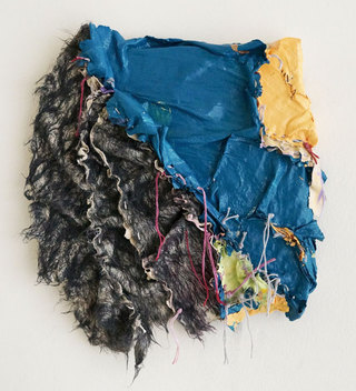 あいつらのうわべ（赤紐ミュータント）, mixed media (fake fur, acrylic, thread on  canvas), 36 x 30cm, 2019.