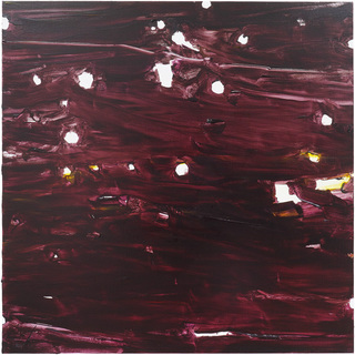 星、または飛蚊症（山際の明かり）,  oil on  canvas, 91 x 91cm, 2020年.