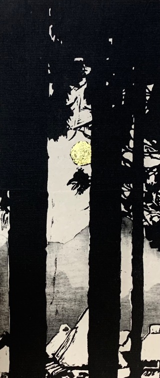 「月に願いを」
技法:木版画、金箔
サイズ(額装込み)太子サイズ(37.9cm×28.8cm)
値段:¥30,000(税込)