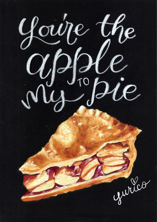 "You're the Apple to my Pie" (Oilpastels, MDF board, 2021) 11 3/4" x 8 1/4"