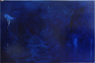 夜の絵(地上)/Painting at night(on the ground), 218×333cm, oil on canvas, 2023.