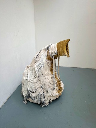 "Spoil Heap" 2024 Plaster, Fabric, Acrylic Ink, Castors. 